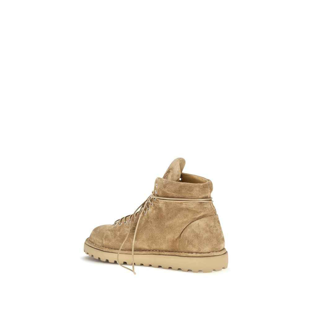 Beige Suede Leather Lace-Up Boots