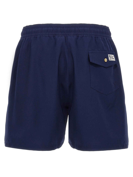 Blue Polyester Bermuda Shorts