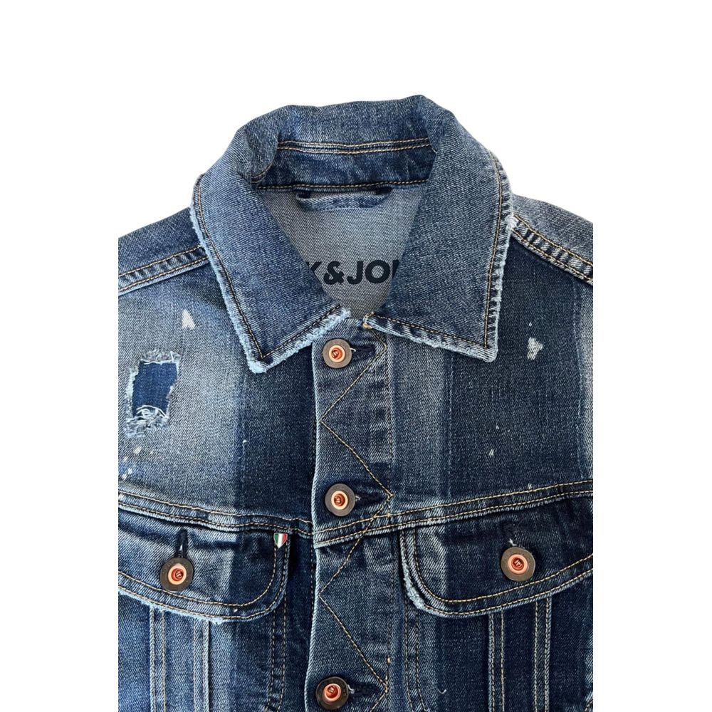 Blue Cotton Men Jacket