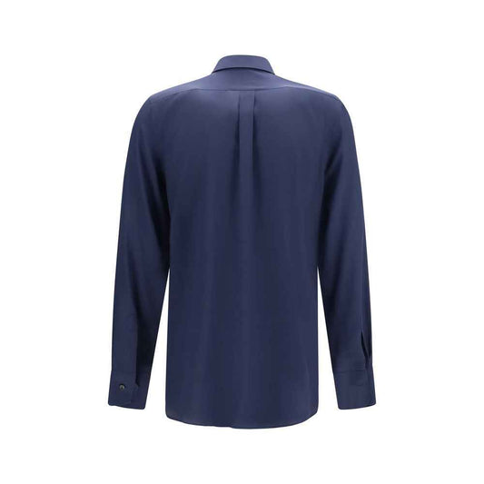 Blue Silk Dress Shirt