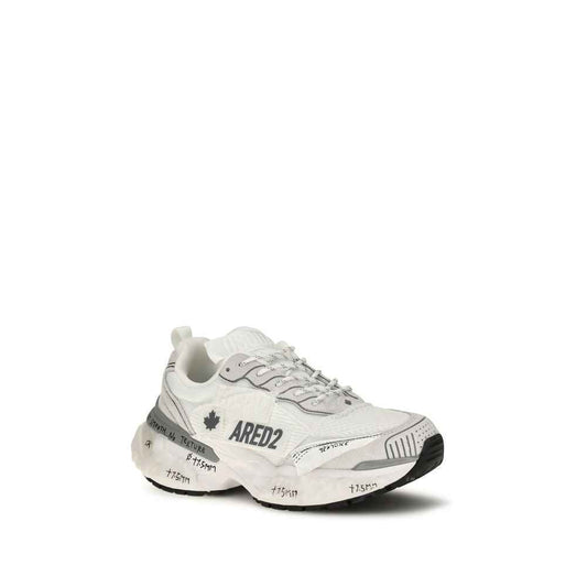 White Polyester Athletic Sneakers