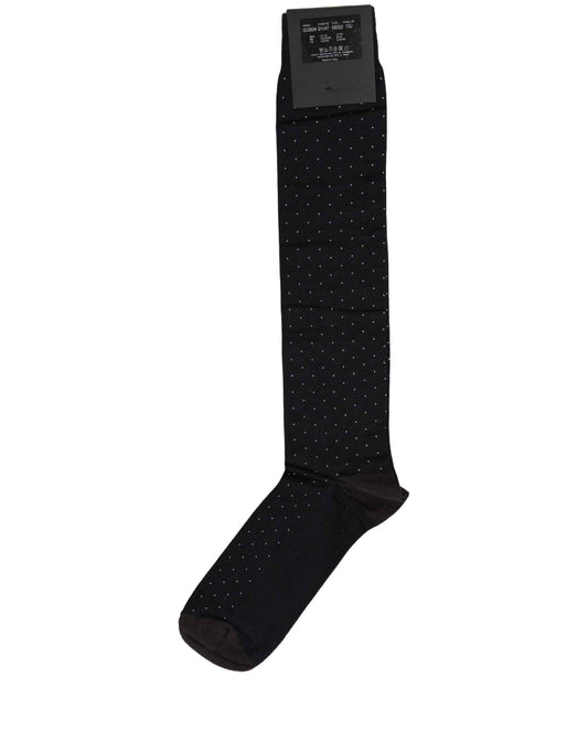 Men Black Cotton Polka Dot Over The Calf Socks