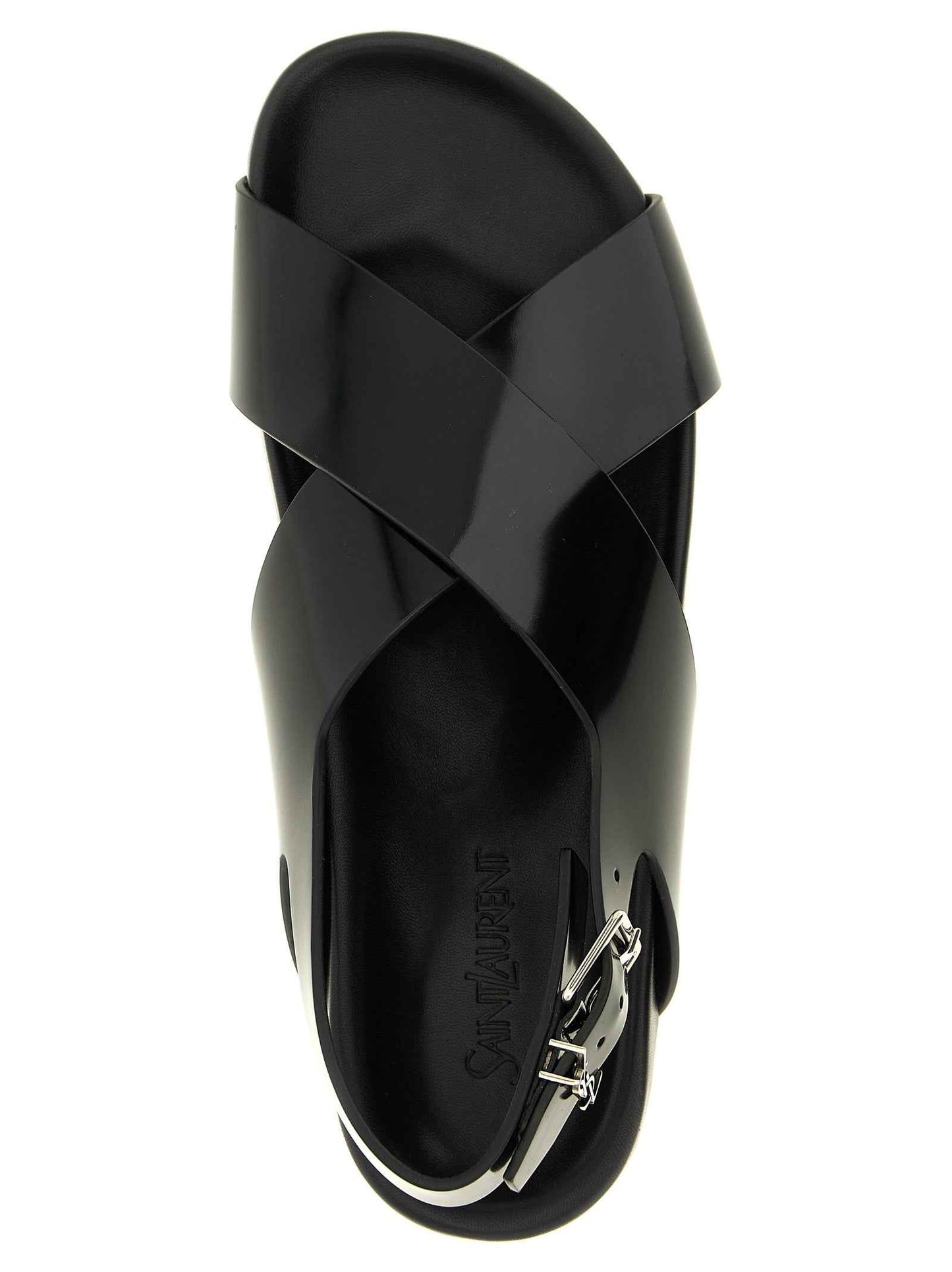 Black Calfskin Flat Sandals