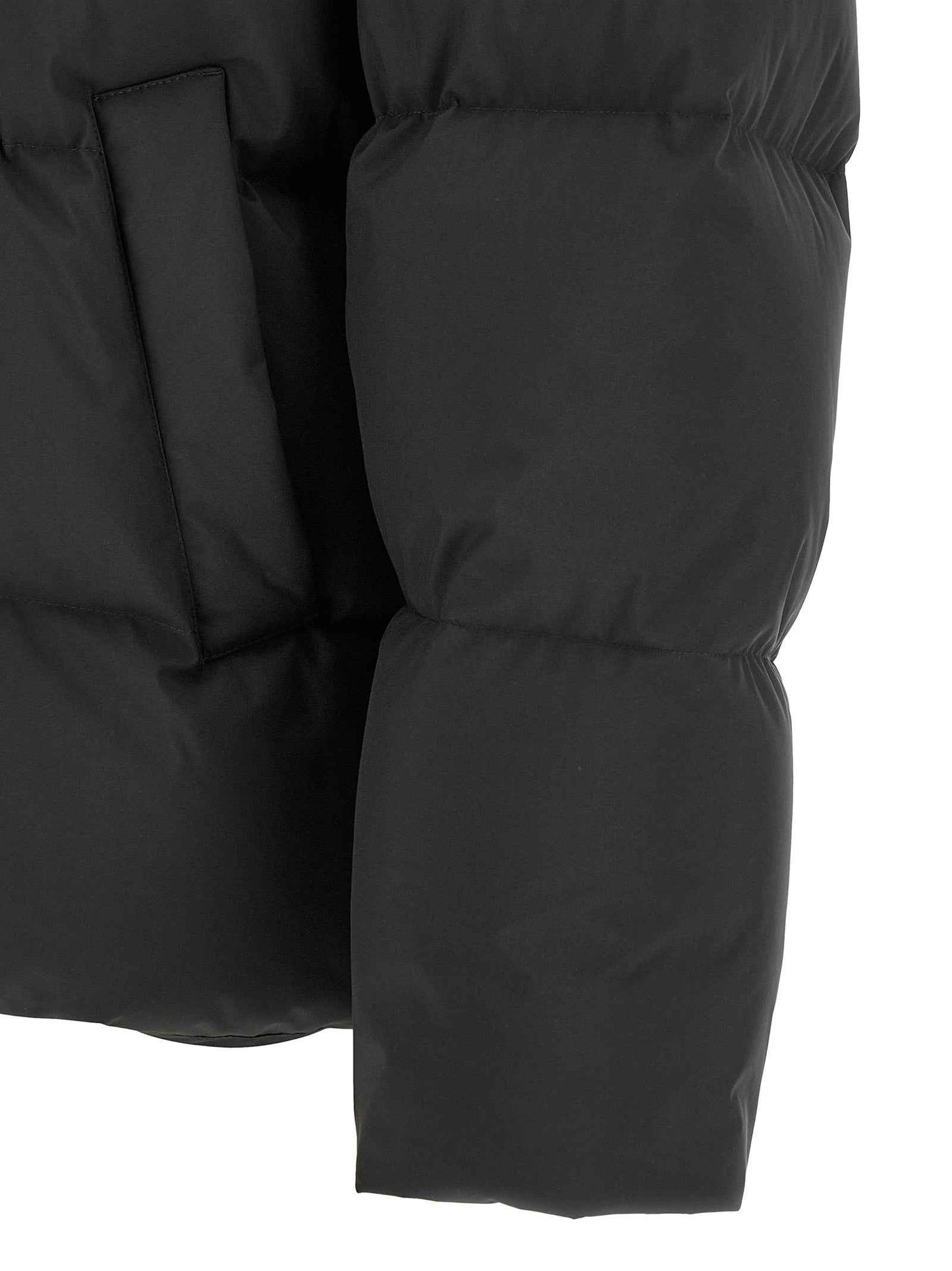 Black Polyester Full-Length Jacket