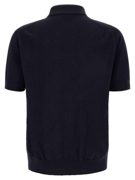 Blue Virgin Wool Polo Shirt