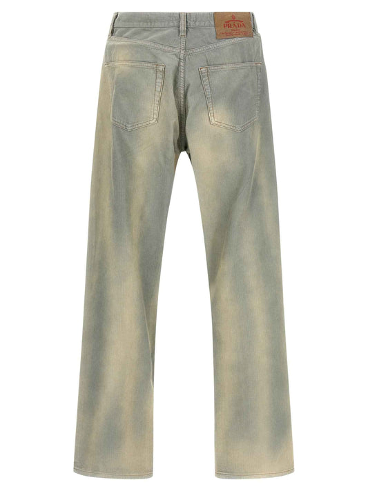 Blue Cotton Casual Pants