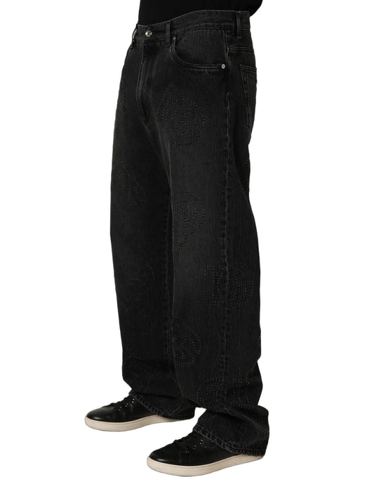 Dark Gray Cotton WideLeg Oversize Denim Jeans