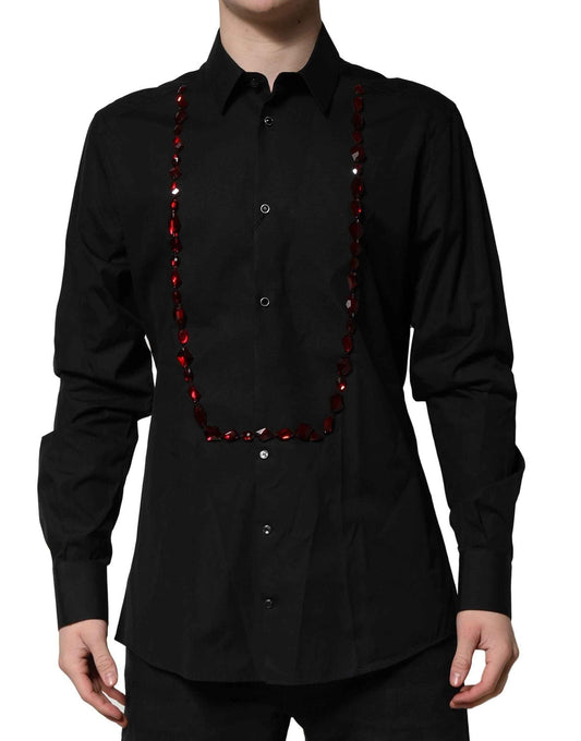 Black Crystal Embellished GOLD Dress Shirt