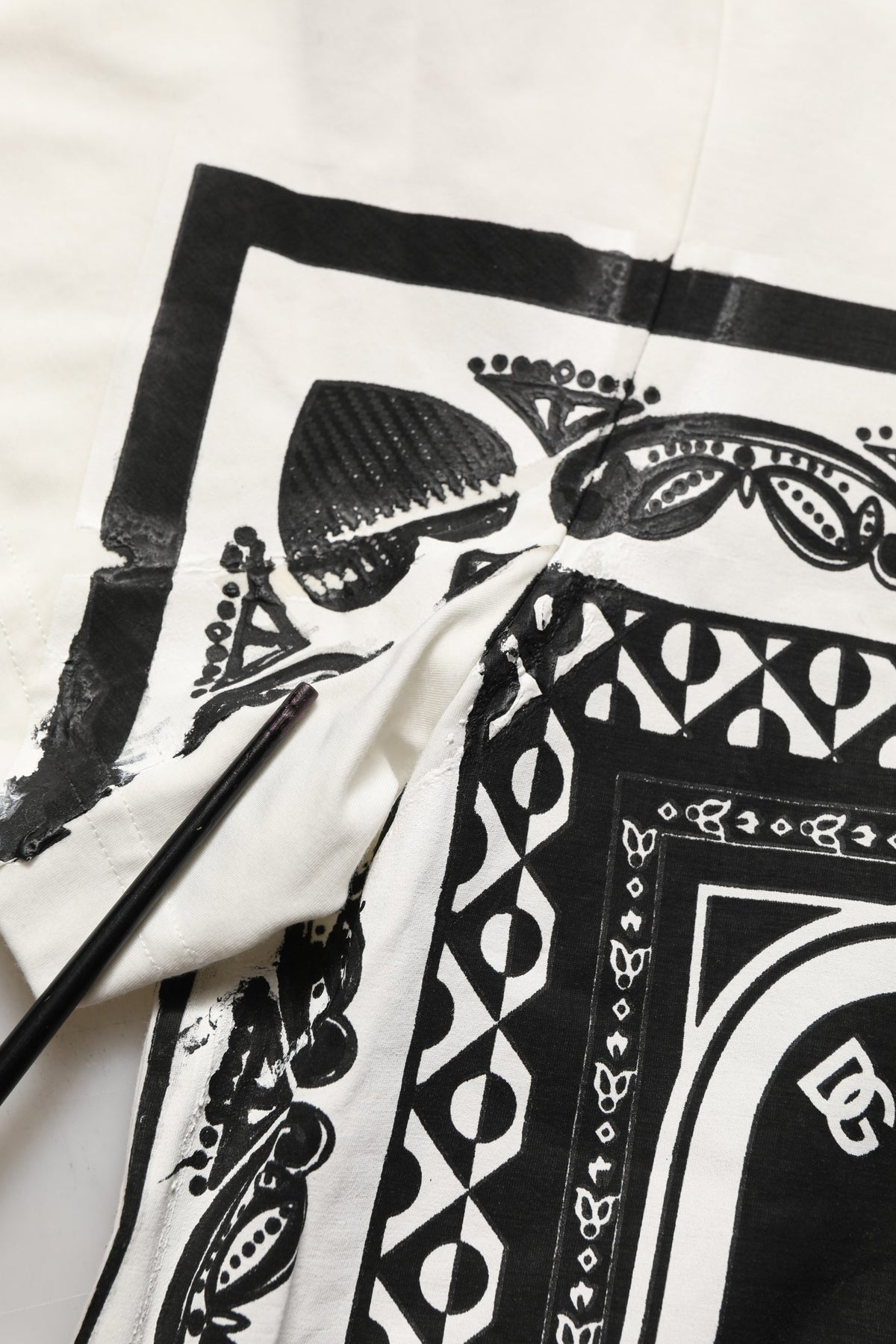 White Bandana Print Cotton Crew Neck T-shirt