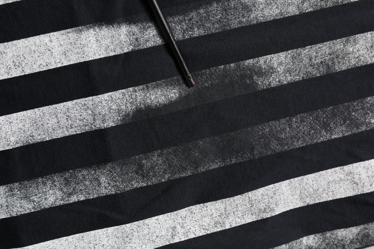 Blue Striped Print Cotton Crew Neck T-shirt