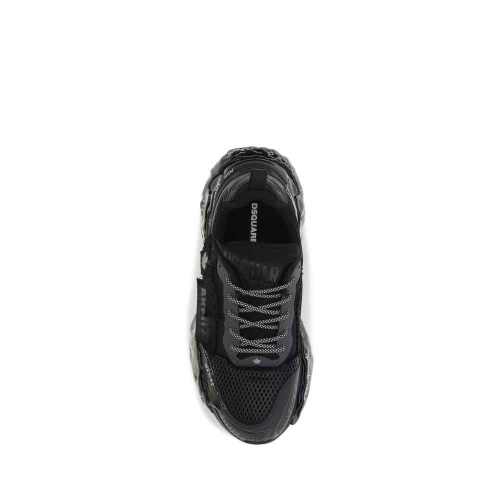 Black Polyester Athletic Sneakers