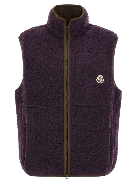 Purple Polyester Sleeveless Jacket