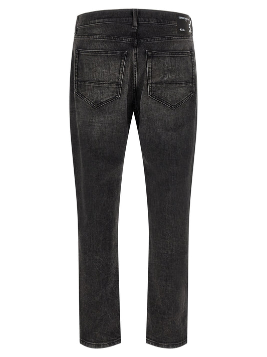 Black Cotton Cropped Jeans