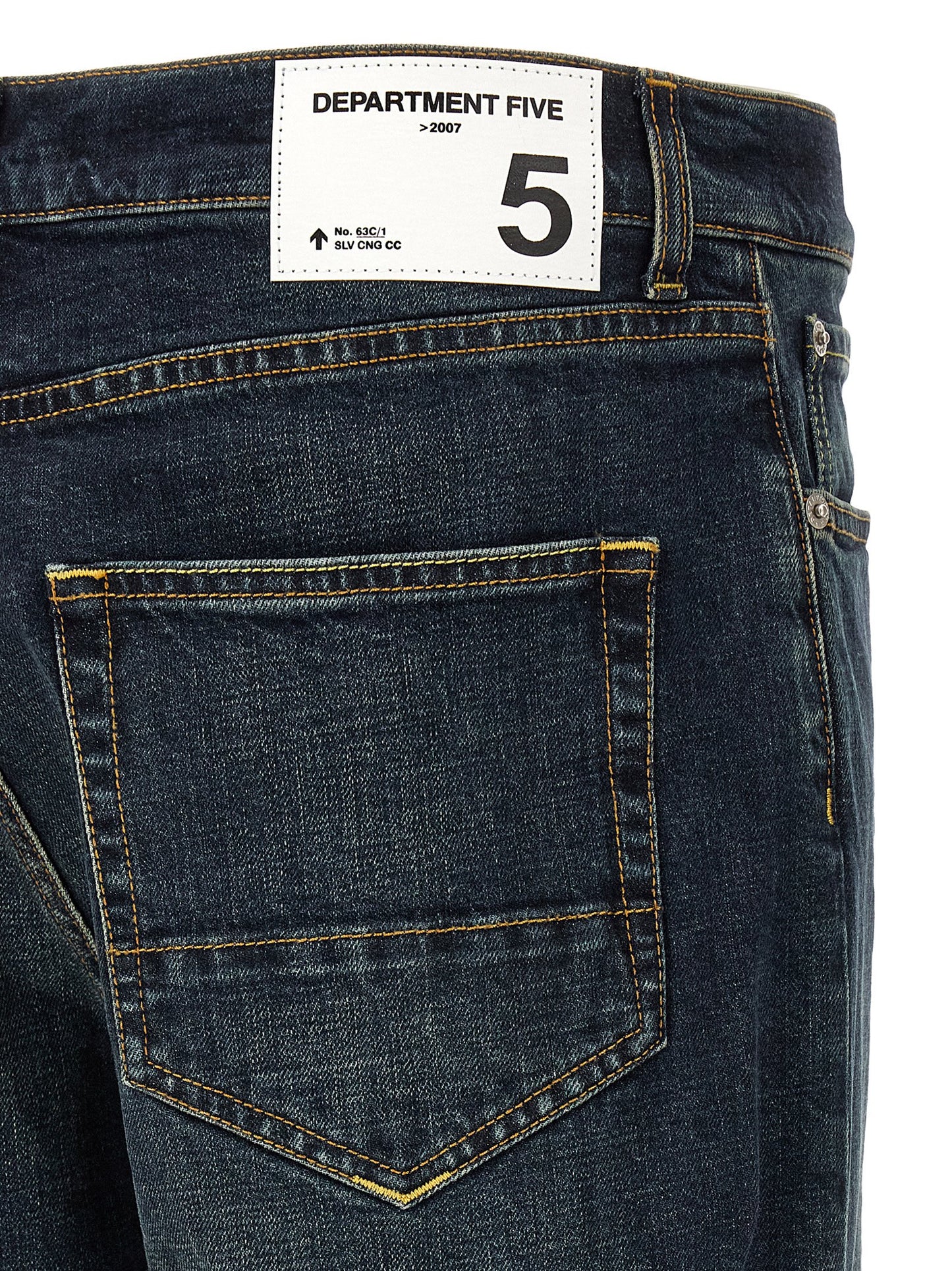 Blue Cotton Straight-Leg Jeans