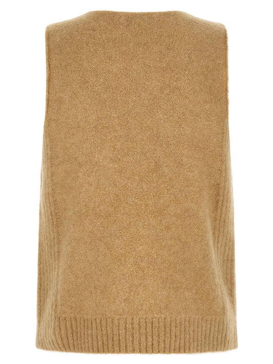 Beige Wool Sleeveles Sweater