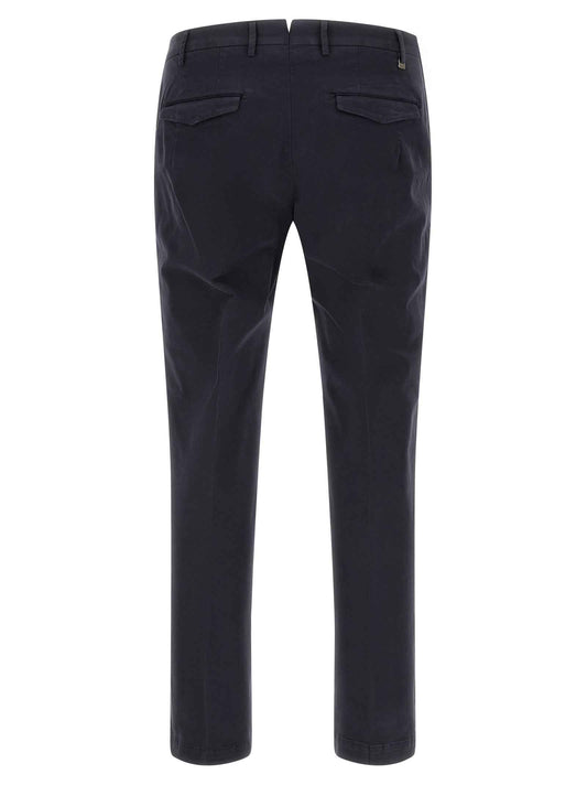 Blue Cotton Casual Pants