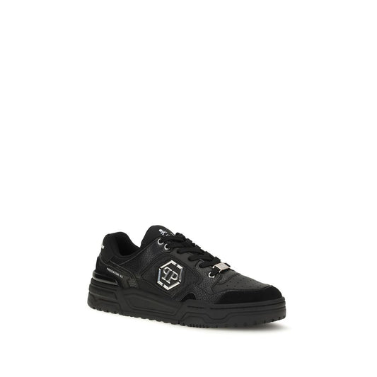 Black Polyester Low Top Sneakers