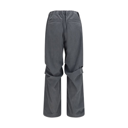 Gray Polyester Casual Pants