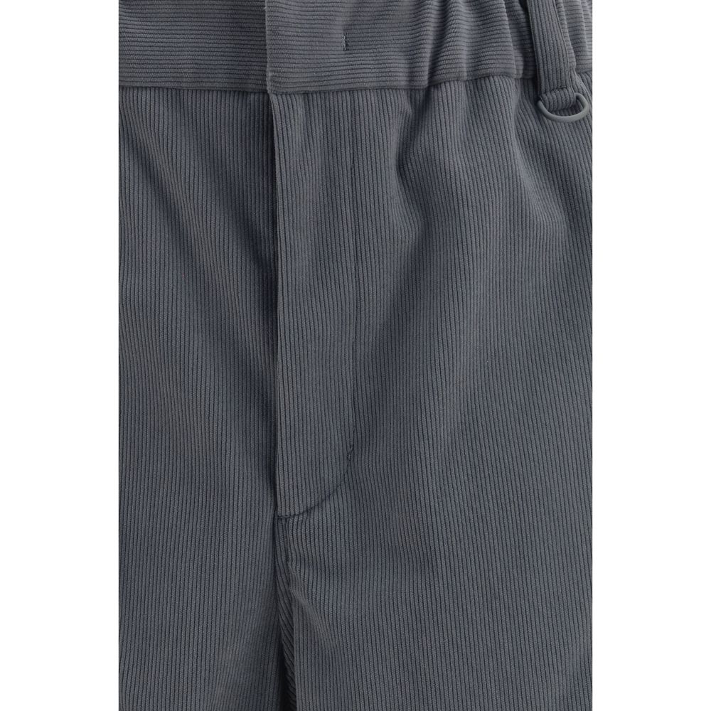 Gray Polyester Casual Pants