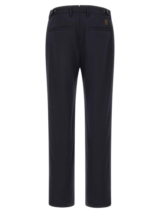 Blue Polyester Dress Pants