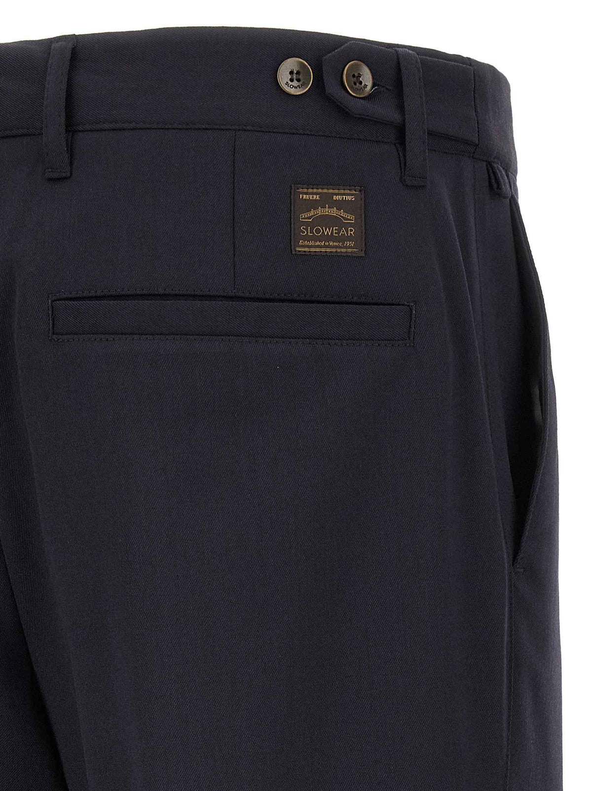 Blue Polyester Dress Pants