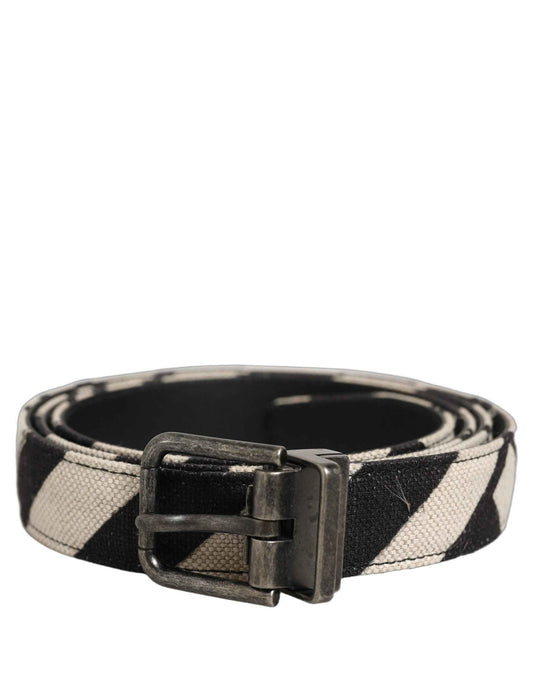 Black Ivory Silver Tone Metal Buckle Belt