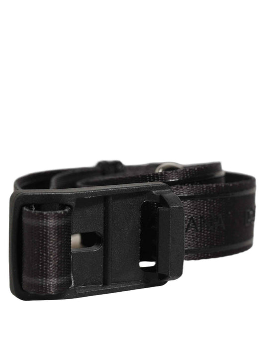 Men Black Nylon Webbing Plastic Buckle Belt