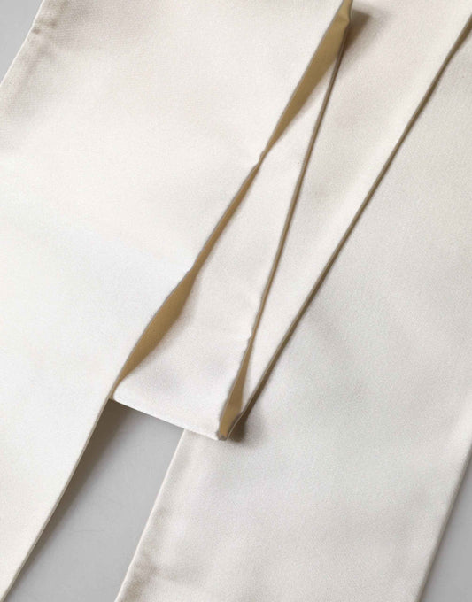 Men White Satin Silk Fringed Lace Stole Scarf