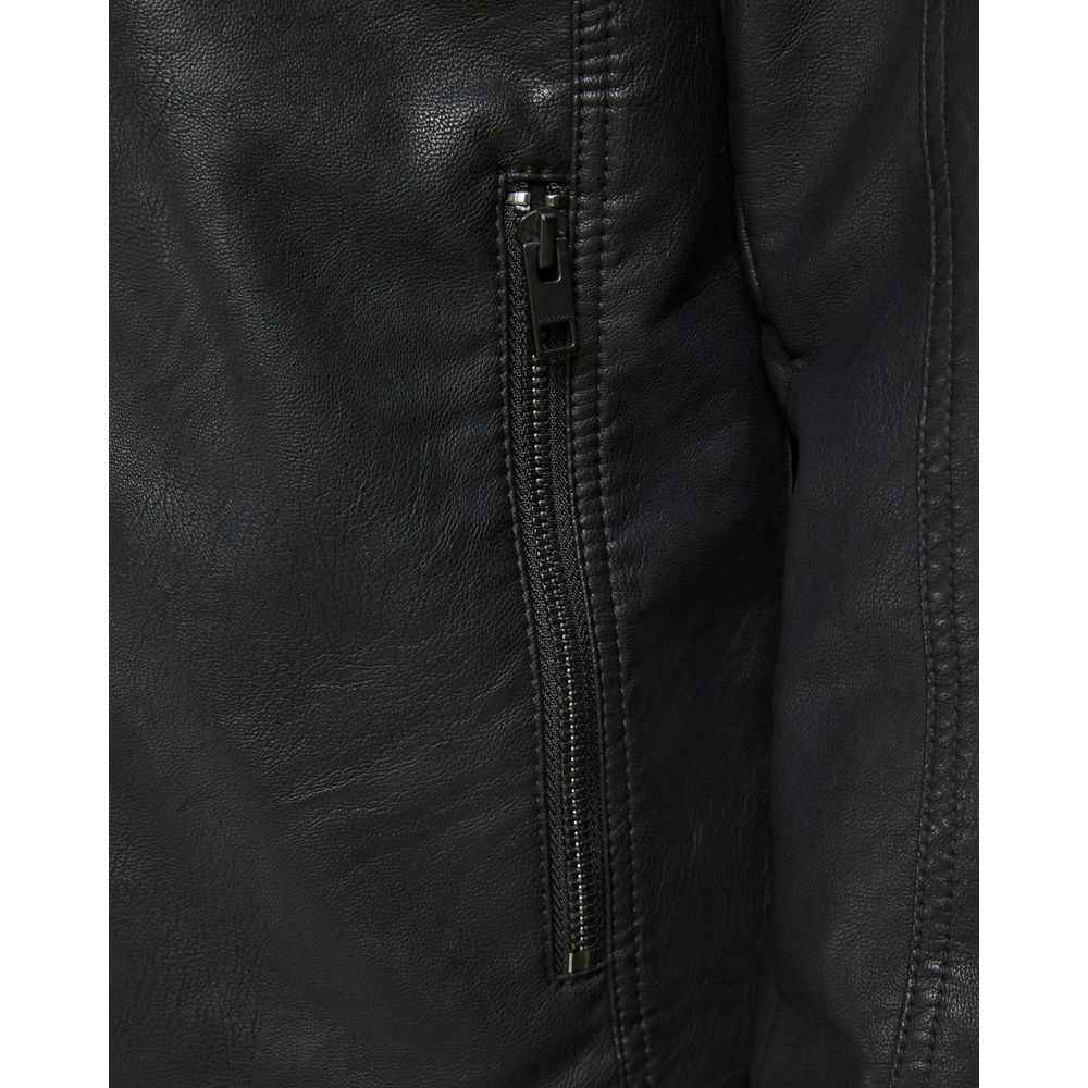 Black Polyamide Leather Jacket