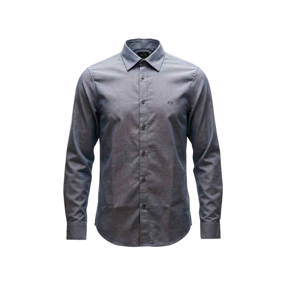 Blue Polyester Dress Shirt