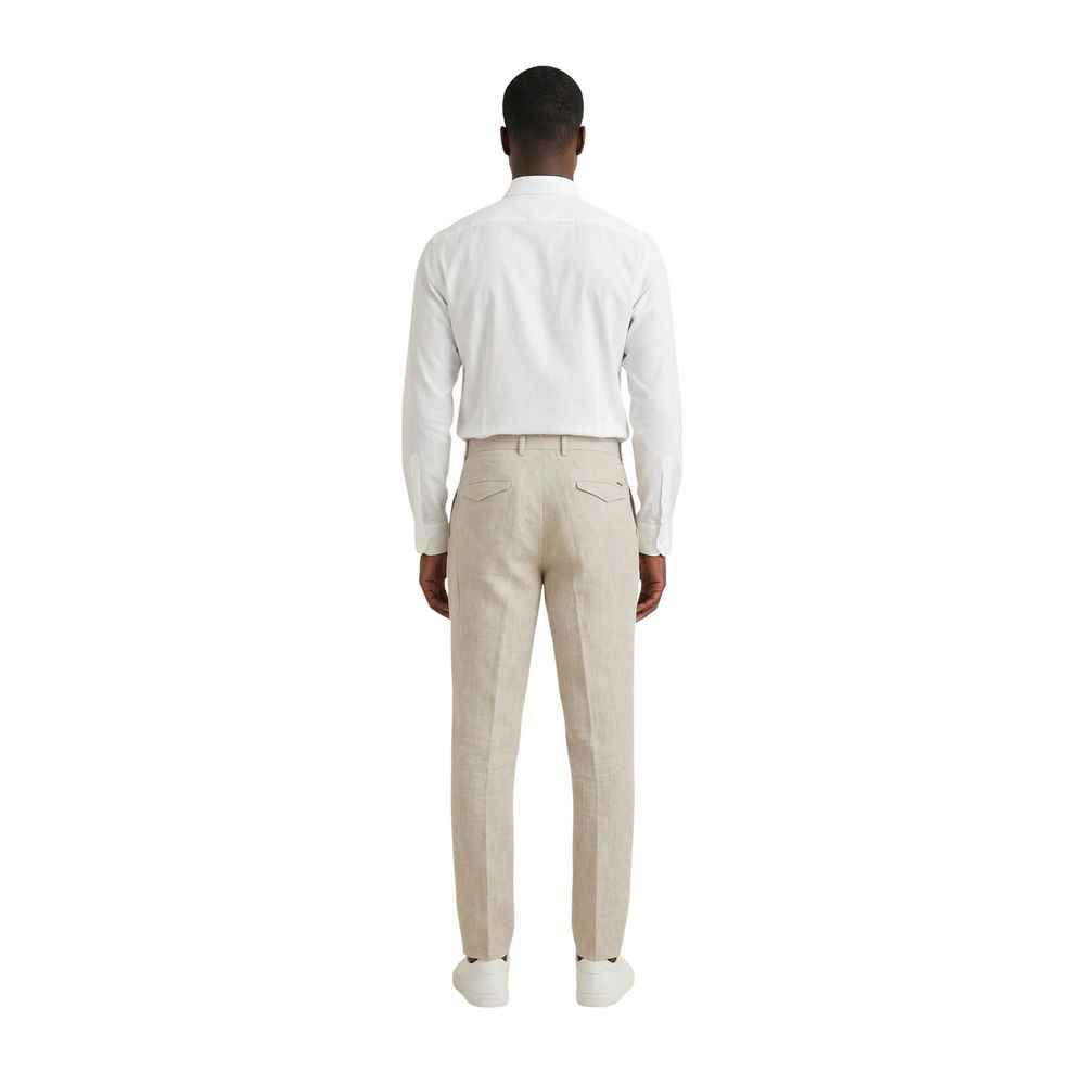 Beige Linen Casual Pants