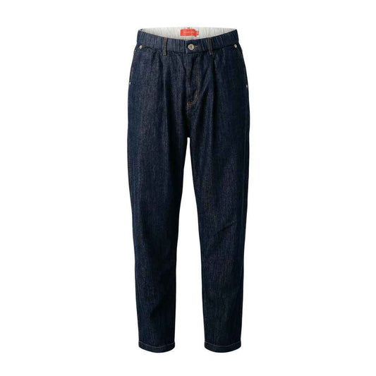 Blue Cotton Casual Pants