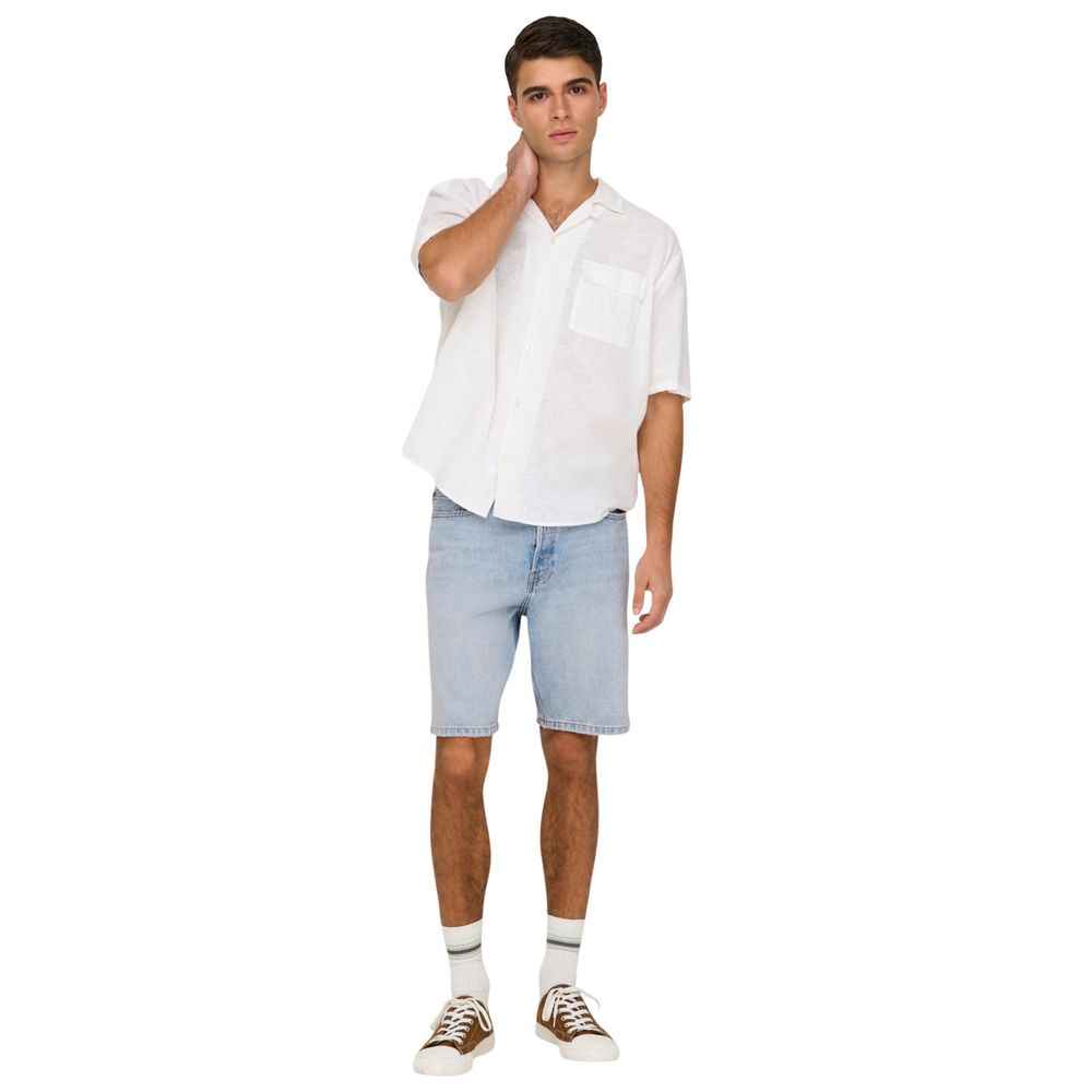 Light Blue Cotton Bermuda Shorts