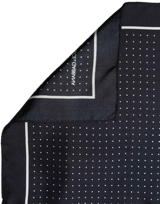Blue Silk Polka Dot Handkerchief Pocket Scarf
