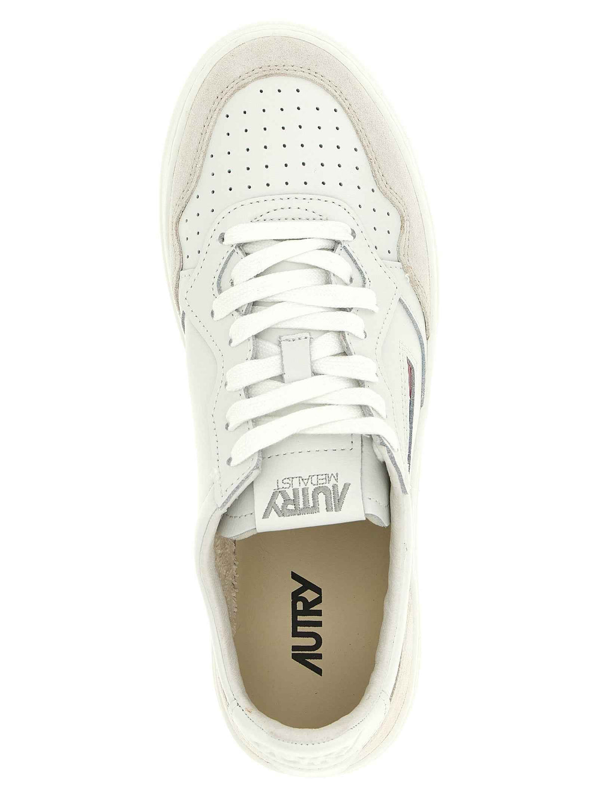 White Cowhide Low Top Sneakers