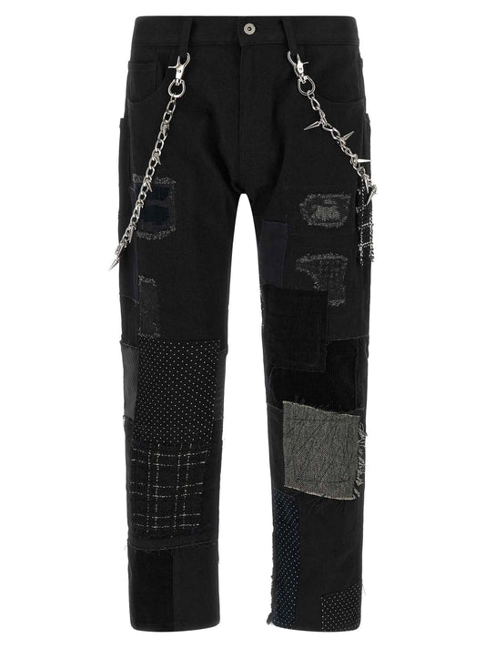 Black Cotton Straight-Leg Jeans