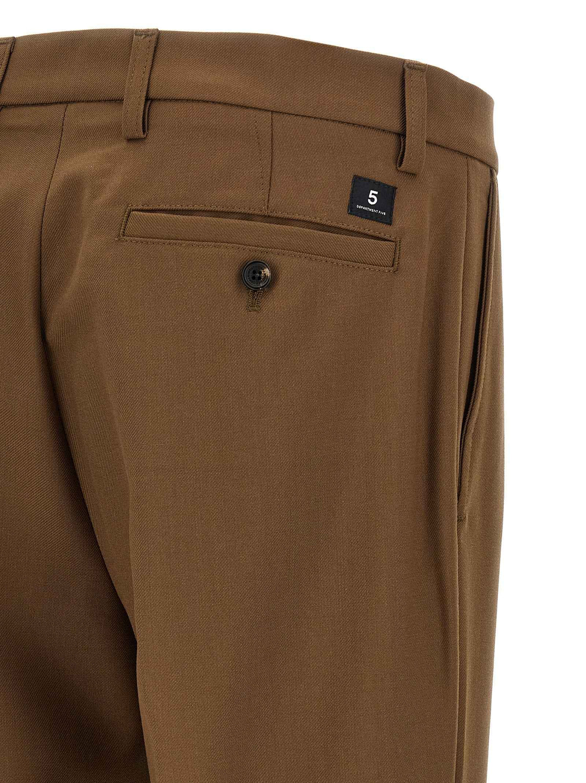 Brown Polyester Chino Pants