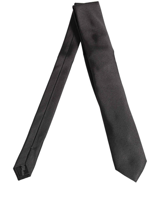 Men Dark Gray Silk Classic Adjustable Tied Necktie Tie