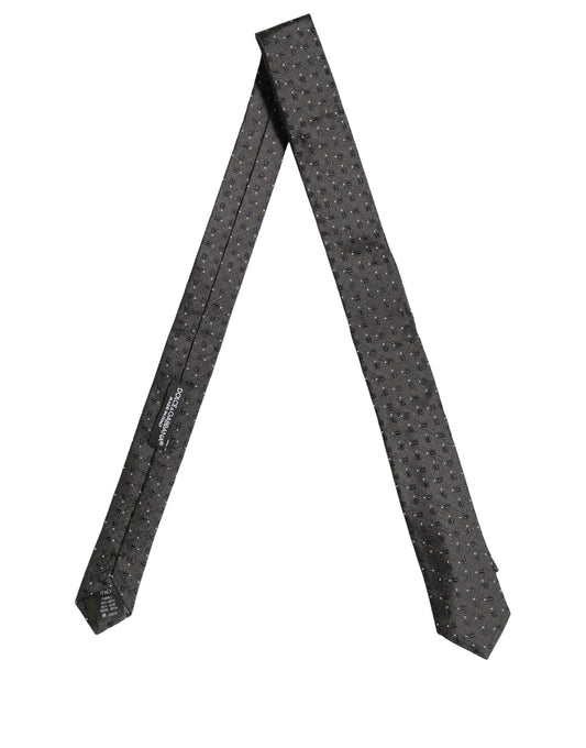 Men Dark Gray Geometric Silk Adjustable Tied Necktie Tie
