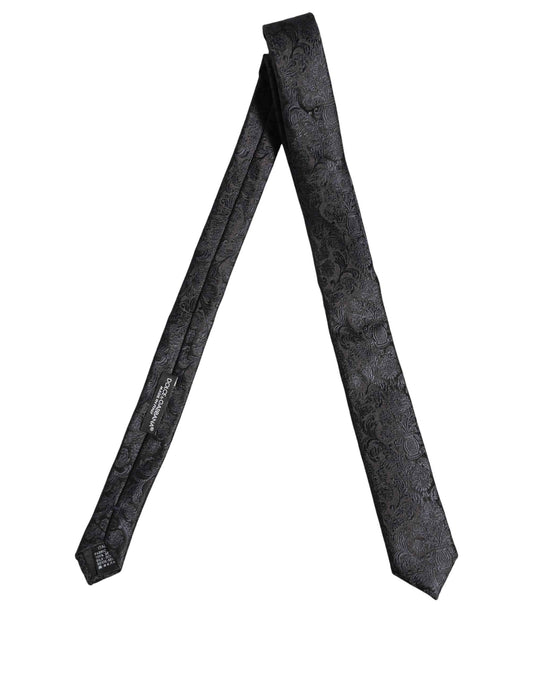 Men Dark Blue Floral Jacquard Adjustable Tied Necktie Tie