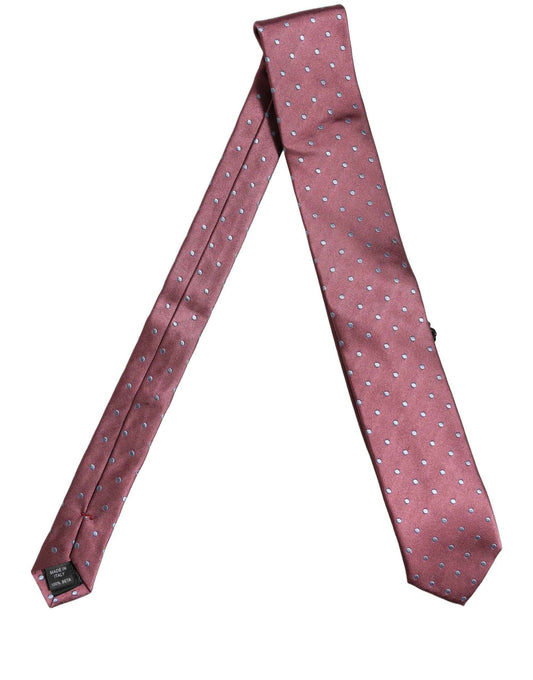 Men Maroon Silk Polka Dot Adjustable Tied Necktie Tie