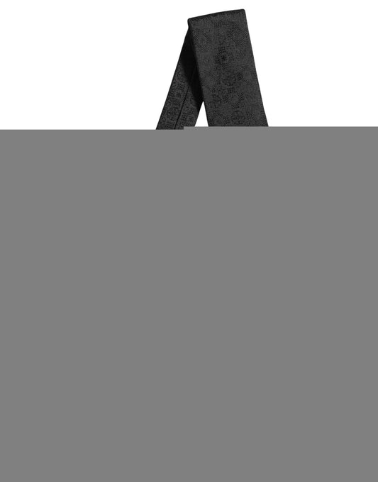 Men Black Silk Geometric Adjustable Tied Necktie Tie