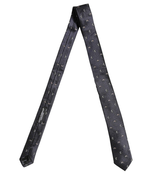 Dark Blue Silk Paisley Adjustable Tied Men Necktie Tie
