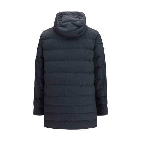 Gray Polyester Full-Length Jacket