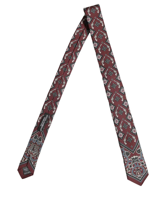 Bordeaux Printed 100% Silk Adjustable Men Necktie Tie