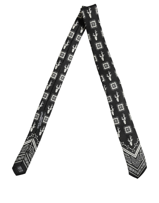 Black Patterned 100%Silk Adjustable Necktie Accessory Tie