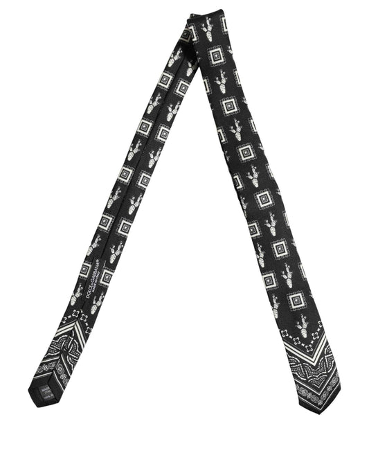 Black Patterned 100%Silk Adjustable Necktie Accessory Tie
