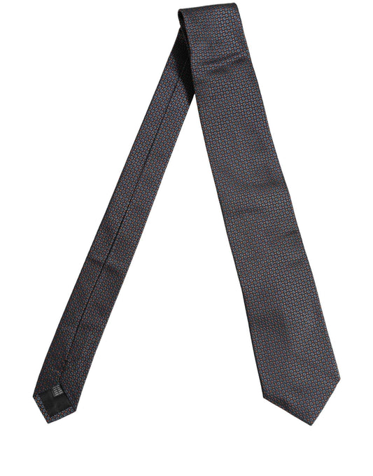 Dark Blue Geometric Silk Adjustable Necktie Accessory Tie