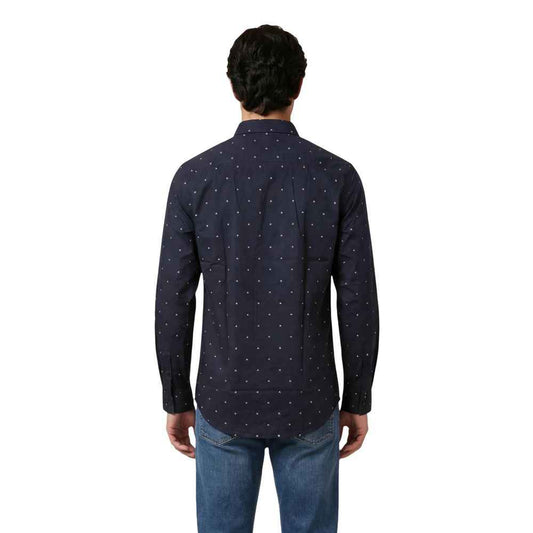 Blue Cotton Pattern Shirt
