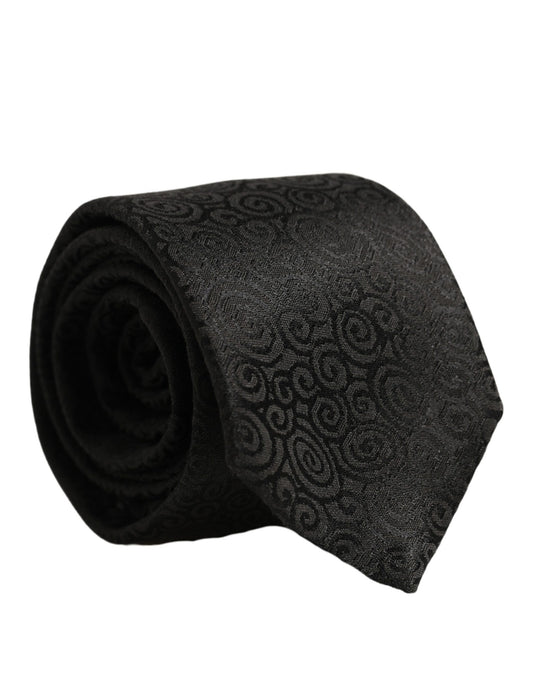 Black Swirl Pattern Silk Adjustable Necktie Accessory Tie